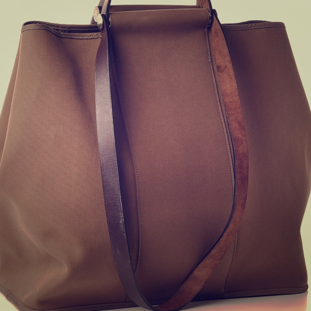 HERMÈS Toile cabag Twist 42 GM Etoupe